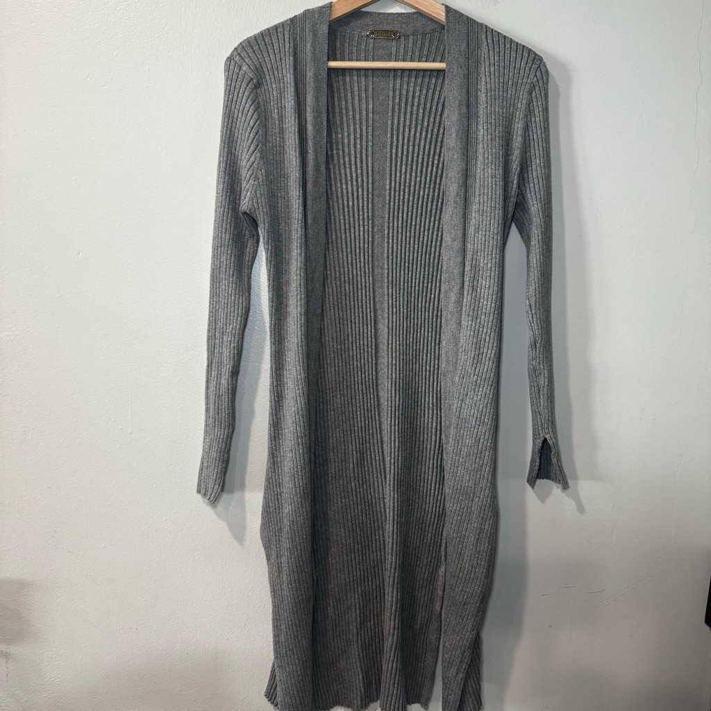 John Galliano Y2k Gray Knit Open Front Long Cardigan Sweater